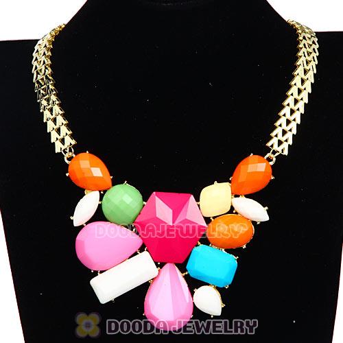 Chunky Chain Candy Resin Geometry Choker Bib Necklace Wholesale