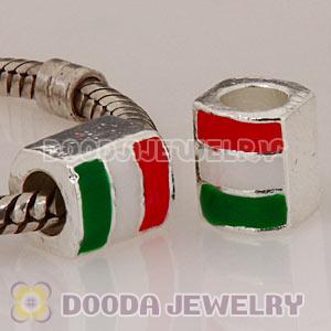 Silver Plated Enamel European Italy Flag Charm Beads Wholesale 