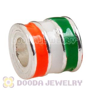 Silver Plated Enamel European Eire Flag Charm Beads Wholesale 