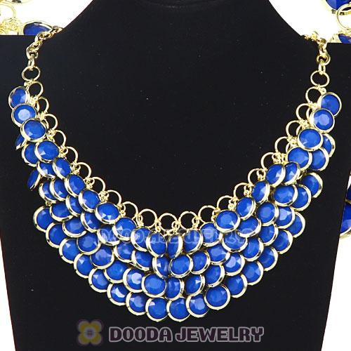 Dark Blue Chunky Multi Layers Bubble Bib Statement Necklace Wholesale