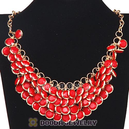 Coral Chunky Multi Layers Bubble Bib Statement Necklace Wholesale