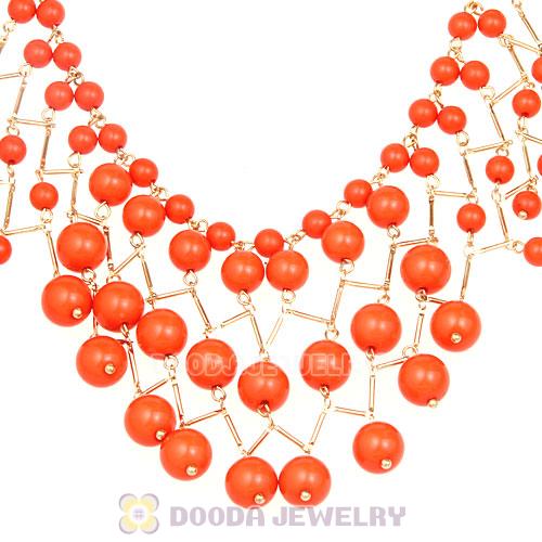 Fashion Orange Bauble Cascade Bib Necklace Wholesale