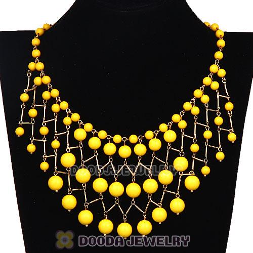 Fashion Yellow Bauble Cascade Bib Necklaces Wholesale