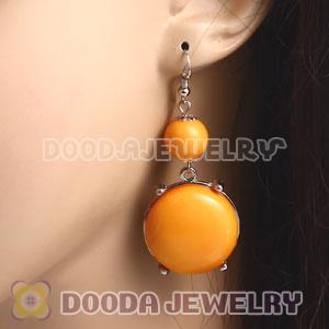 Silver Plated Cheap Yellow Resin Drop Bubble Earring Wholesale