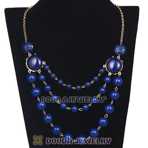 Gold Chain Three Layers Navy Resin Bubble Bib Statement Necklaces Wholesale 