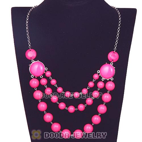 Silver Chains Three Layers Roseo Resin Bubble Bib Statement Necklaces Wholesale