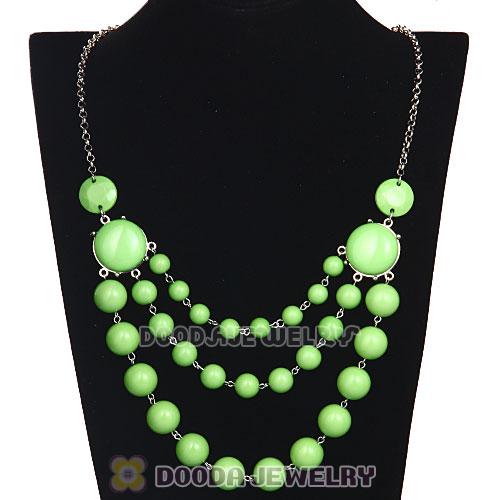 Fashion Silver Chains Three Layers Olivine Resin Bubble Bib Statement Necklaces Wholesale