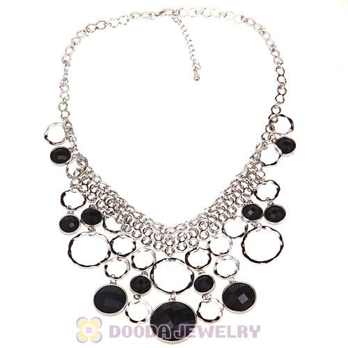Silver Chains Multilayer Black Resin Choker Bib Necklace Wholesale
