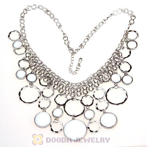 Silver Chains Multilayer White Resin Choker Bib Necklace Wholesale