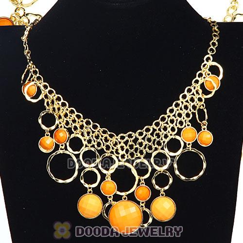 Gold Chain Multilayer Yolk Yellow Resin Choker Bib Necklaces Wholesale