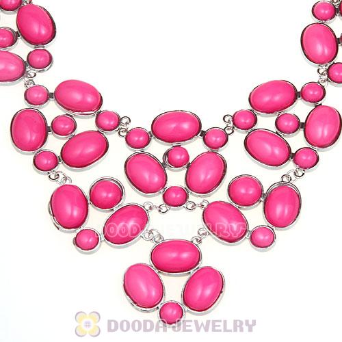 Retro Style Roseo Resin Gemstone Choker Bib Collar Necklaces Wholesale