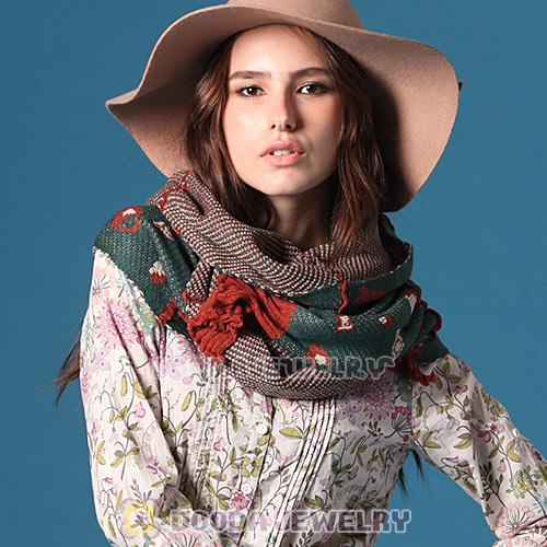 Mori Girl Bohemia Knitting Style Stripes Infinity Pashmina Scarf Wholesale