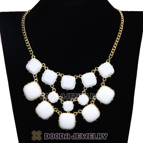 White Resin Trio Marzipan Bib Necklaces Wholesale