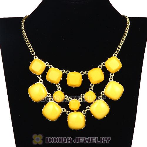 Yellow Resin Trio Marzipan Bib Necklaces Wholesale