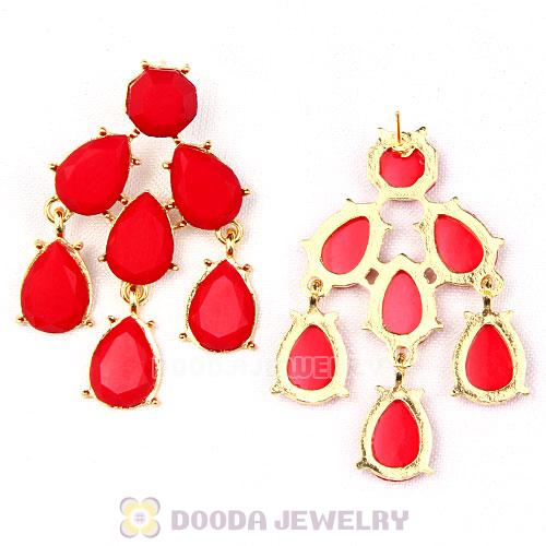 Fashion Red Coral Resin Chandelier Bubble Earrings Wholesale