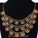 Retro Vintage Golden Chain Flower Rhinestone Necklace Wholesale