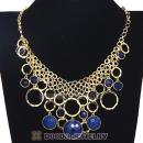 Gold Chain Multilayer Navy Resin Choker Bib Necklaces Wholesale