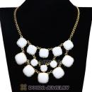White Resin Trio Marzipan Bib Necklaces Wholesale