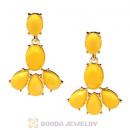 Fashion Yellow Resin Plaza Athenee Chandelier Drop Earrings Wholesale