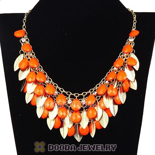 Gold Leaves Chunky Multi Layers Bubble Bib Statement Necklace Wholesale