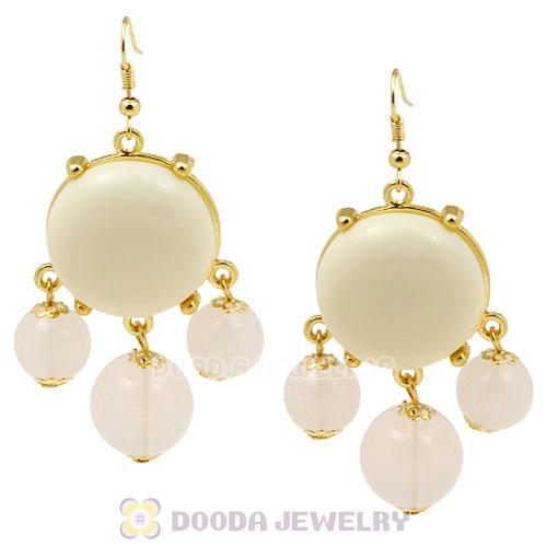 Fashion Gold Plated Cream Resin Bubble Earrings Wholesale