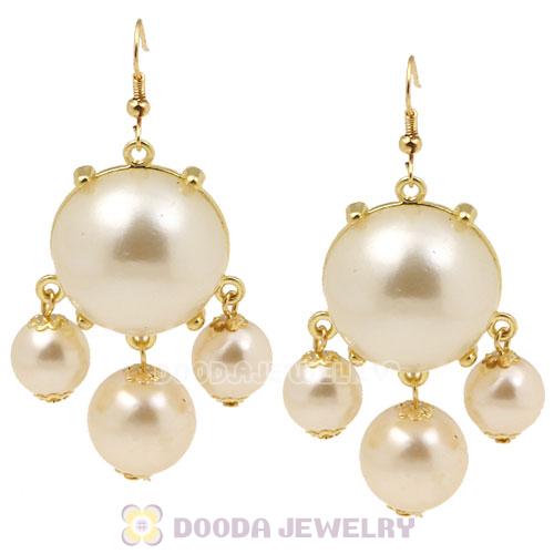 Fashion Gold Plated Cream Pearl Bubble Earrings Wholesale