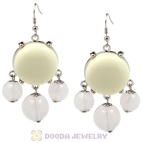 Fashion Silver Plated Cream Resin Bubble Earrings Wholesale