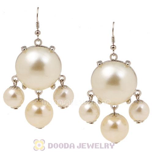 Fashion Silver Plated Cream Pearl Bubble Earrings Wholesale