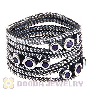 European Sterling Silver Hidden Romance Ring With Violet Zircon Wholesale