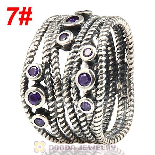 European Sterling Silver Hidden Romance Ring With Violet Zircon Wholesale