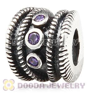 Antique European Sterling Hidden Romance Charm With Violet Zircon Stone