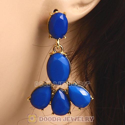 Fashion Dark Blue Resin Plaza Athenee Chandelier Drop Earrings Wholesale