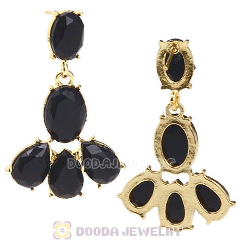 Fashion Black Resin Plaza Athenee Chandelier Drop Earrings Wholesale