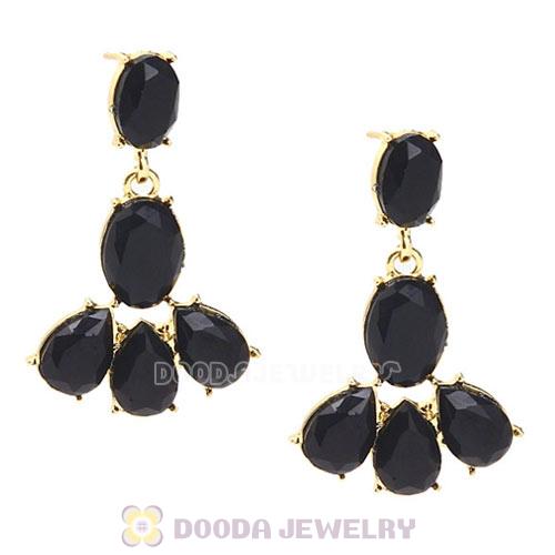 Fashion Black Resin Plaza Athenee Chandelier Drop Earrings Wholesale