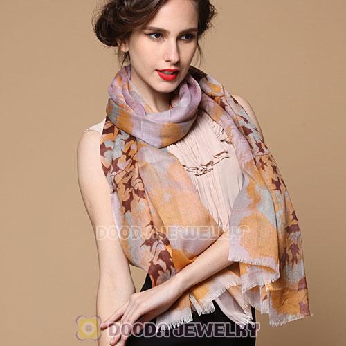 Urban Retro Modal Wool Scarf Flower Pattern Pashmina Shawl Scarves
