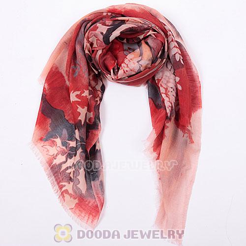Urban Retro Modal Wool Scarf Flower Pattern Pashmina Shawl Scarves