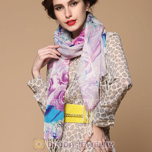 Urban Retro Textile Printing Wool Scarf Infinity Tassel Pashmina Shawl Scarves