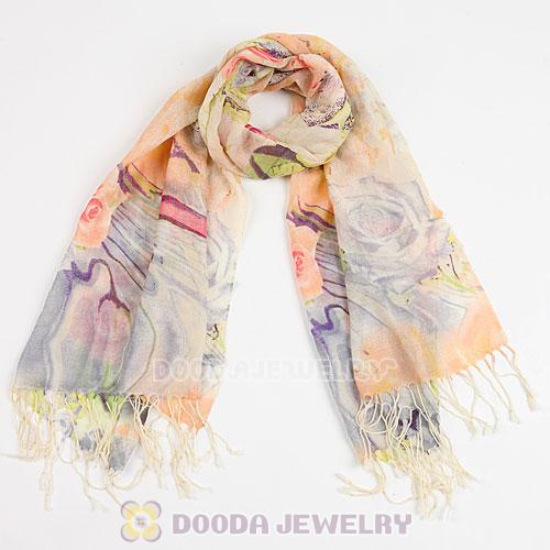Urban Retro Textile Printing Wool Scarf Infinity Tassel Pashmina Shawl Scarves