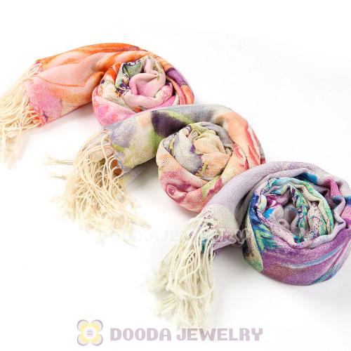 Urban Retro Textile Printing Wool Scarf Infinity Tassel Pashmina Shawl Scarves