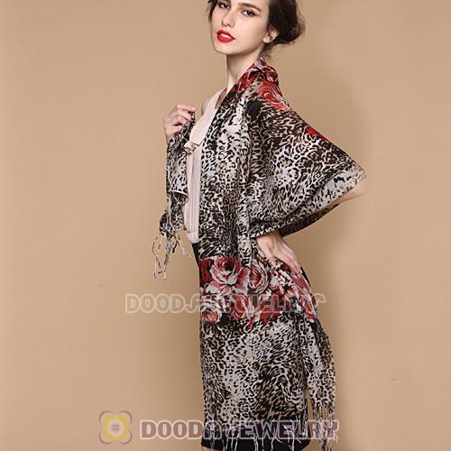 Urban Retro Wool Leopard Scarf Infinity Tassel Pashmina Shawl Scarves