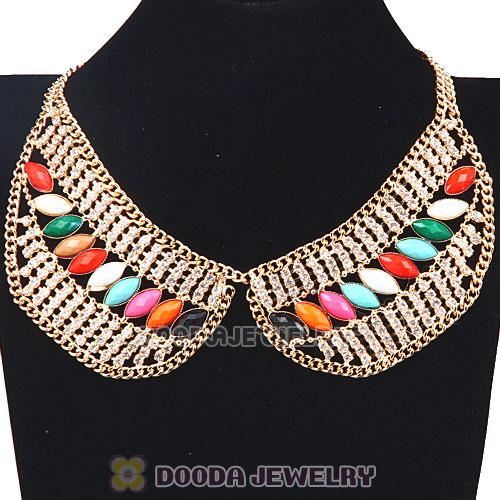 Crystal Resin Rhinestone Choker Collar Bib Necklace Wholesale