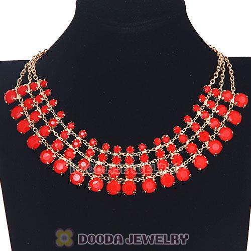 Chunky Multilayer Resin Rhinestone Choker Bib Necklaces Wholesale