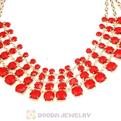 Chunky Multilayer Resin Rhinestone Choker Bib Necklaces Wholesale