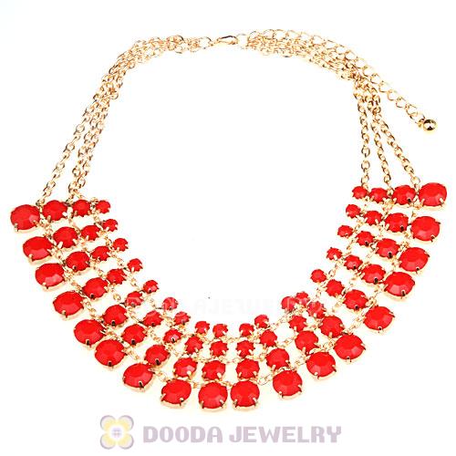 Chunky Multilayer Resin Rhinestone Choker Bib Necklaces Wholesale