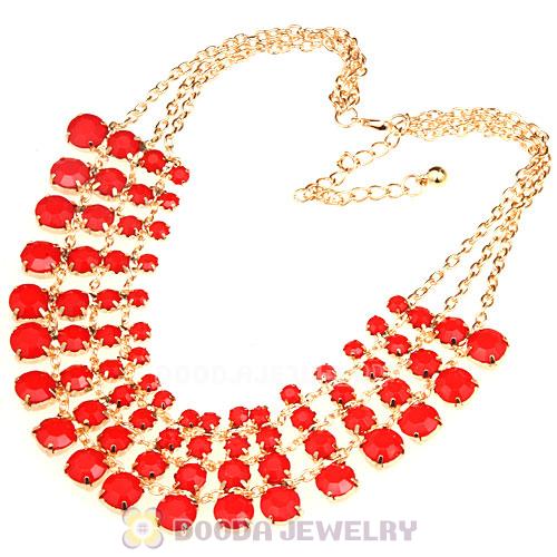 Chunky Multilayer Resin Rhinestone Choker Bib Necklaces Wholesale