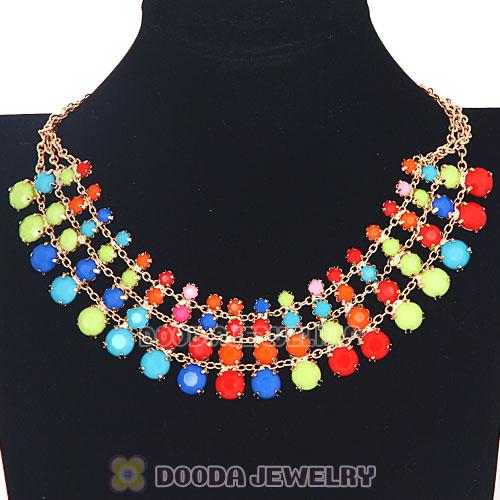 Chunky Multilayer Resin Rhinestone Choker Bib Necklaces Wholesale