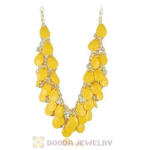 Multilayers Cascade Yellow Resin Teardrop Bib Necklaces Wholesale