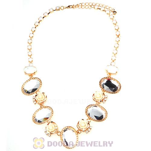 Crystal Resin Rose Flower Bubble Choker Bib Necklaces Wholesale