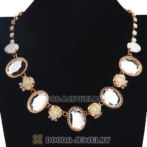 Crystal Resin Rose Flower Bubble Choker Bib Necklaces Wholesale