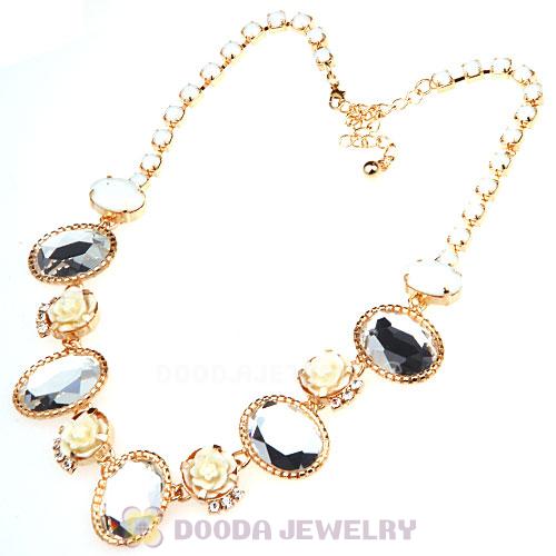 Crystal Resin Rose Flower Bubble Choker Bib Necklaces Wholesale